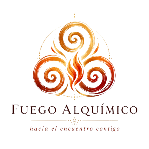 Logo de Fuego Alquímico: tres espirales y una llama